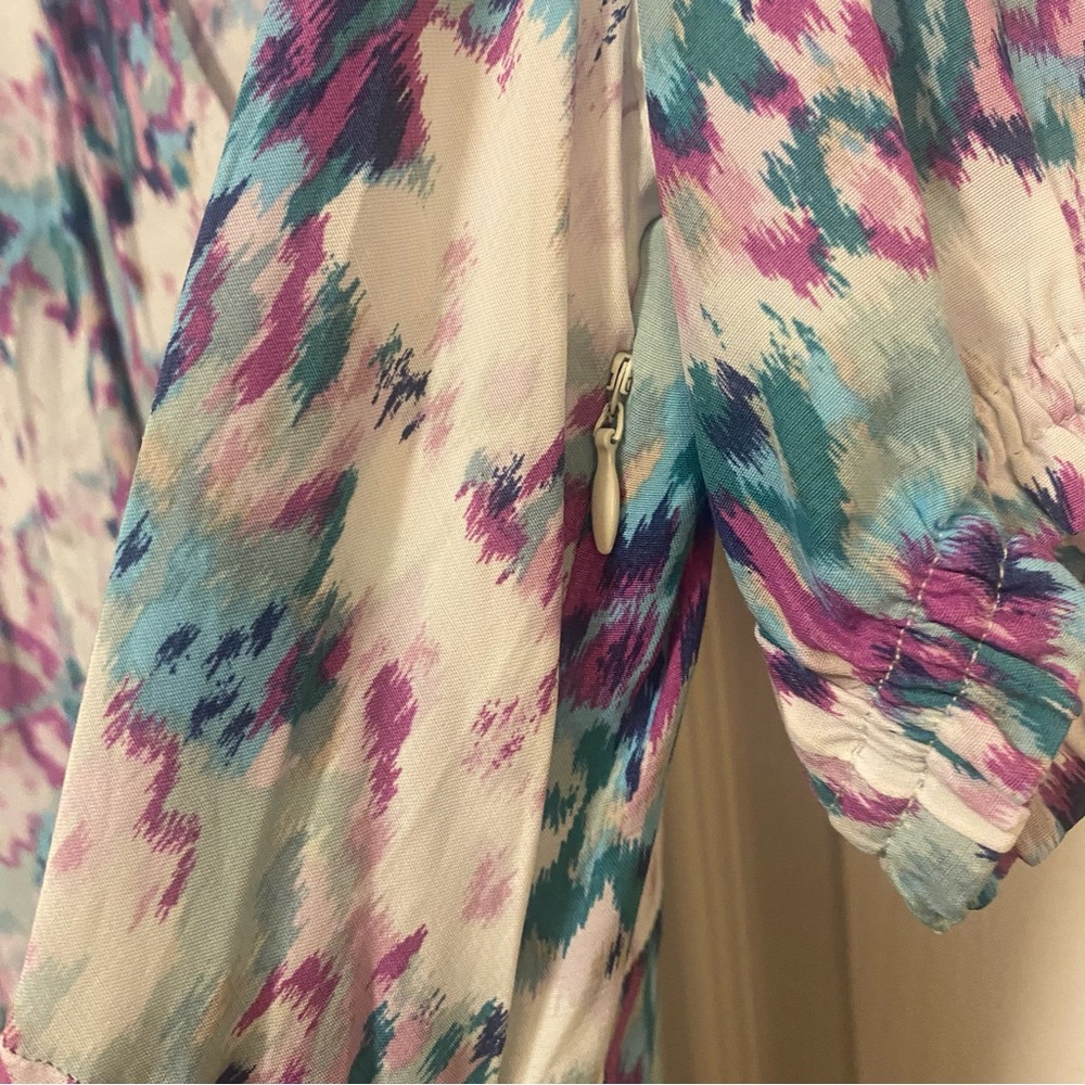Floral Watercolor V-Neck Midi Dress - Picture 6 of 6